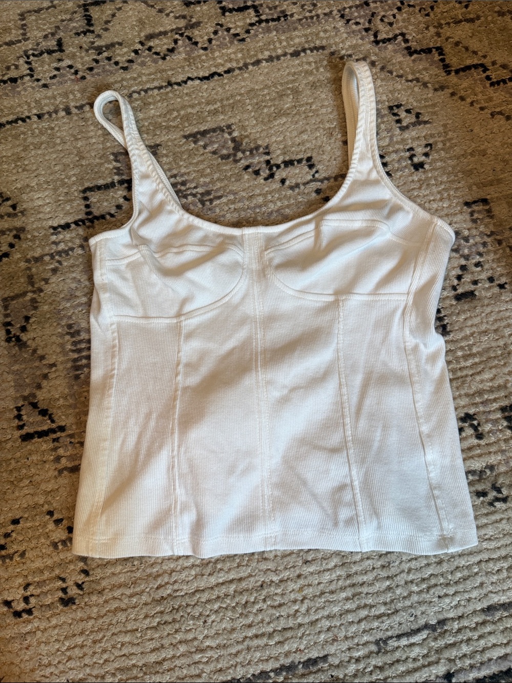 Universal Thread White Ribbed Bust-Seam Cami